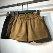 Quần lửng thoáng mát eo rộng ống quần nữ mùa thu đông cao eo được quần short len ​​mỏng Phiên bản Hàn Quốc hoang dã mặc quần bốt cao cổ
