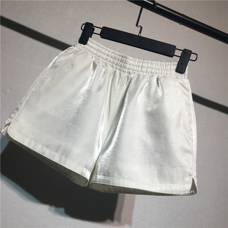 Mát mẻ lười biếng cao eo nhấp nháy thể thao quần short nữ mùa hè 2018 mới thường hoang dã nóng quần lỏng rộng chân quần đồ công sở nữ