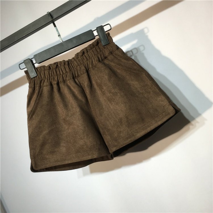 Quần lửng thoáng mát eo rộng ống quần nữ mùa thu đông cao eo được quần short len ​​mỏng Phiên bản Hàn Quốc hoang dã mặc quần bốt cao cổ thời trang nữ trung niên