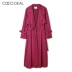COCO DEAL Phụ nữ Nhật Bản màu rắn khí chất ve áo ren lên áo khoác dài áo gió 38119149 - Trench Coat