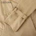 COCO DEAL Phụ nữ Nhật Bản màu rắn khí chất ve áo ren lên áo khoác dài áo gió 38119149 - Trench Coat