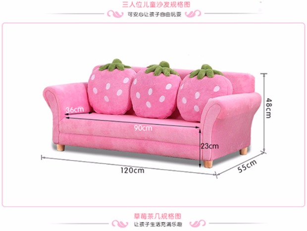Dễ thương trẻ em phim hoạt hình ghế sofa sofa vải dâu tây màu hồng công chúa bé vận chuyển sofa mẫu giáo kết hợp - Ghế sô pha ghế lười sofa