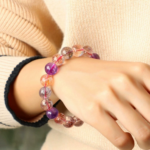 Натуральный браслет из кварца, бусины с аметистом, браслет из бусин