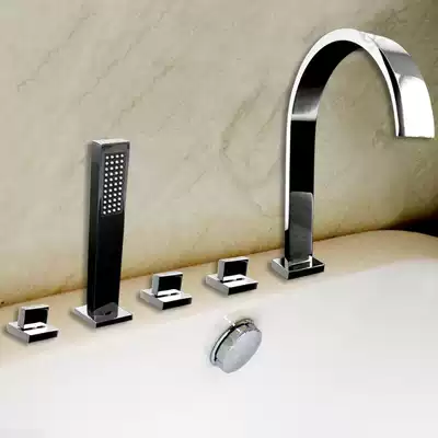 Bath faucet five-piece full copper shower faucet hot and cold bathroom cylinder side table shower two-piece vertical