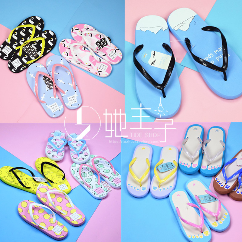 Slippers Summer Cute Cartoon Casual Home Herringbone Drag Holiday Beach Shoes Cute Students Outwear Slippers