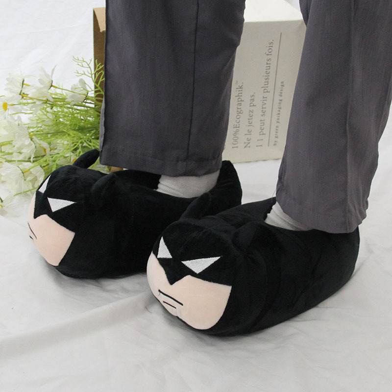 Marvel Series Batman Plush Cotton Slippers Men's Autumn and Winter Warm Shoes Home Indoor Girls' Black Cotton Shoes