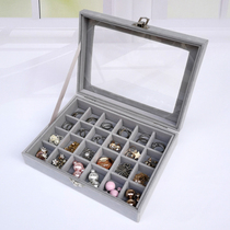 Jewelry storage box Earrings earrings box jewelry dust-proof ear clip earrings earrings finishing plaid flannel jewelry box