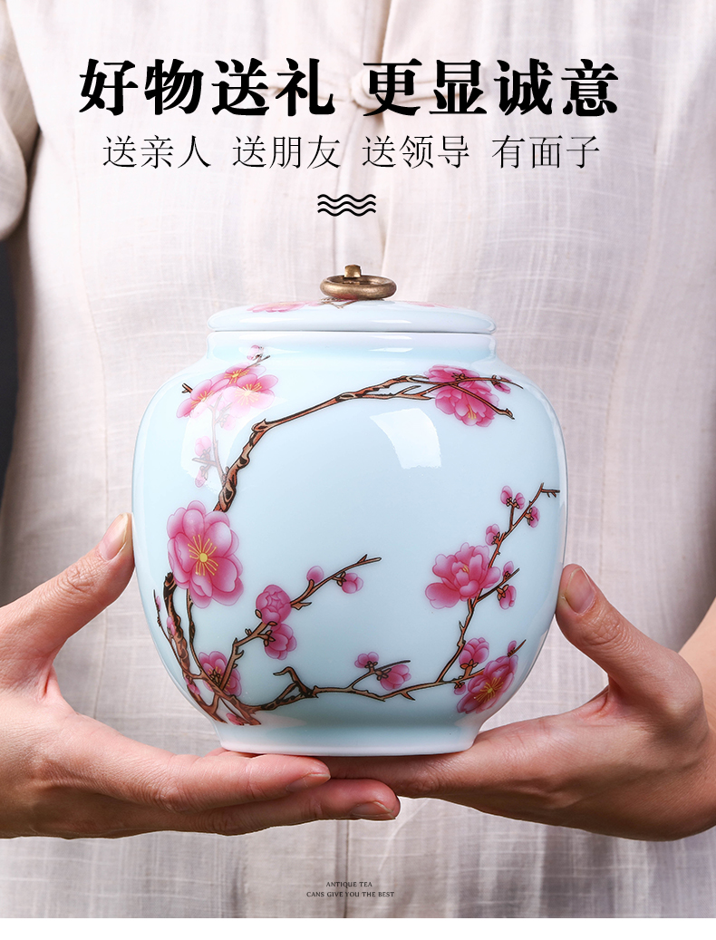 Exhibition of jingdezhen ceramics pu 'er tea tea pot of tea urn storage storehouse boxes large name plum tea caddy fixings