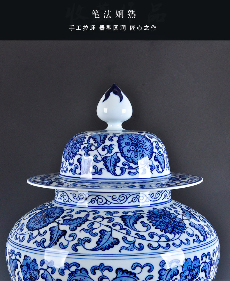 General household of Chinese style classical hand made blue and white porcelain vase antique porcelain pot of jingdezhen ceramics handicraft furnishing articles