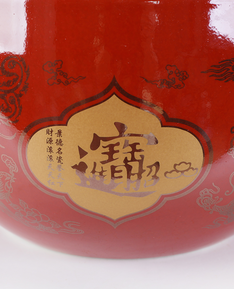 Jingdezhen ceramic marriage red cornucopia save cylinder porcelain furnishing articles lucky handicrafts and household large living room