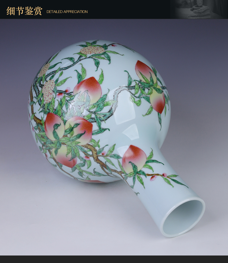 Jingdezhen antique hand - made nine peach ceramic vase is placed flowers, dried flowers, flower implement large sitting room office