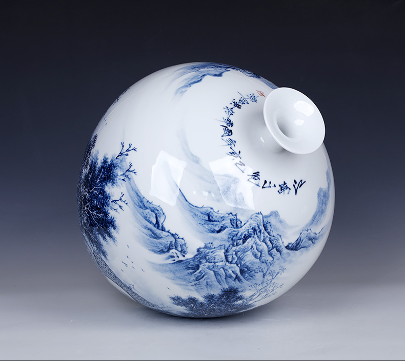 The Master of jingdezhen hand - made large blue and white porcelain vase is placed large living room TV ark, flower arranging home decoration furnishing articles