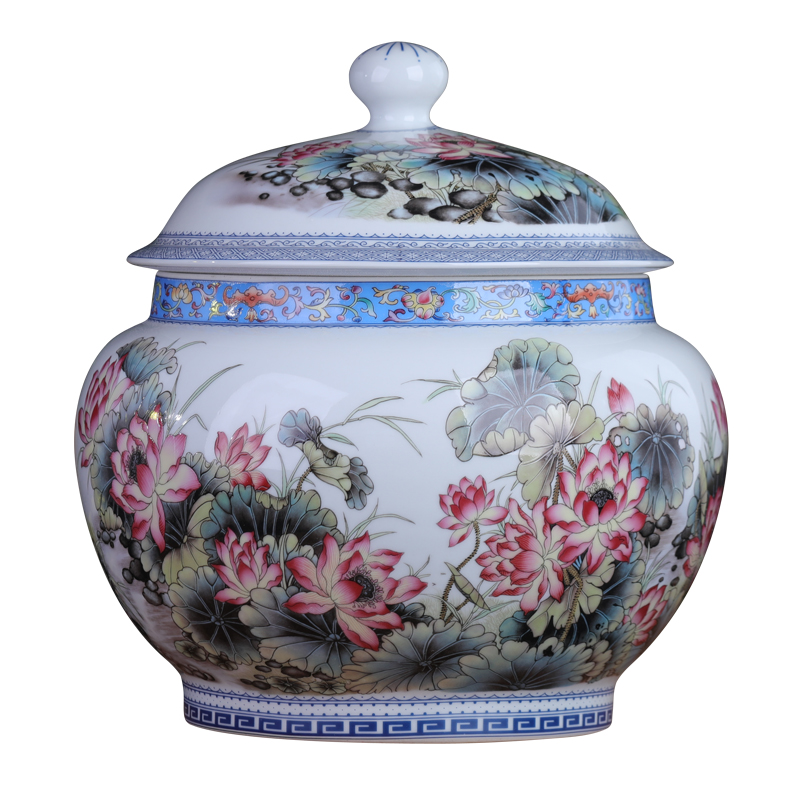 Jingdezhen antique pu 'er tea pot ceramics with cover large seal pot home moistureproof tea cake storage tanks