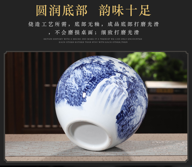 Jingdezhen hand - made furnishing articles living room flower arranging large Chinese blue and white porcelain vase porch ceramic home decoration