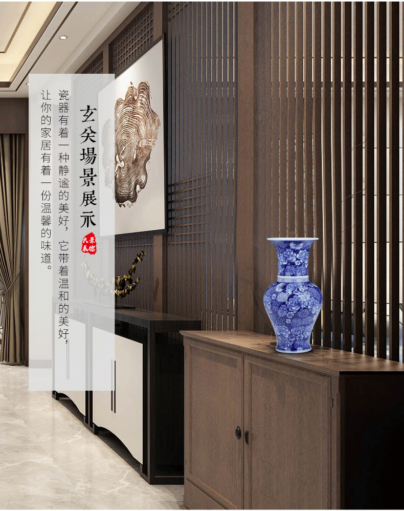 Jingdezhen blue and white porcelain vase furnishing articles sitting room adornment style restoring ancient ways of pottery and porcelain vase of porcelain of flower arranging rich ancient frame, small ornament