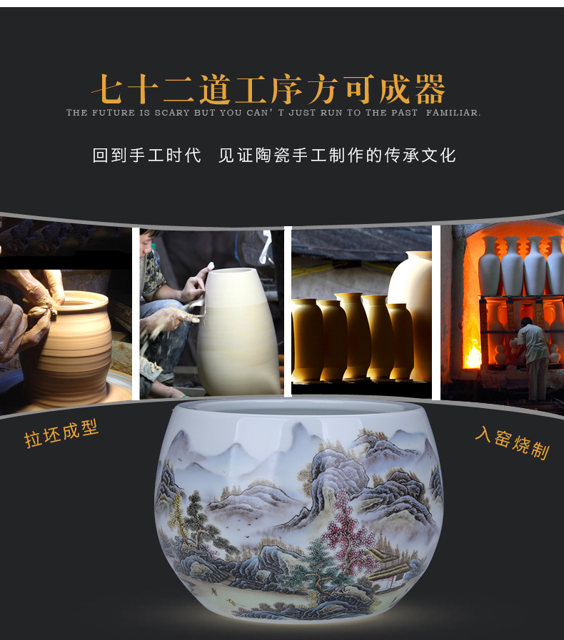 Basin of jingdezhen ceramic cornucopia furnishing articles money sitting room lucky fish tank water lily and the tortoise cylinder household ornaments