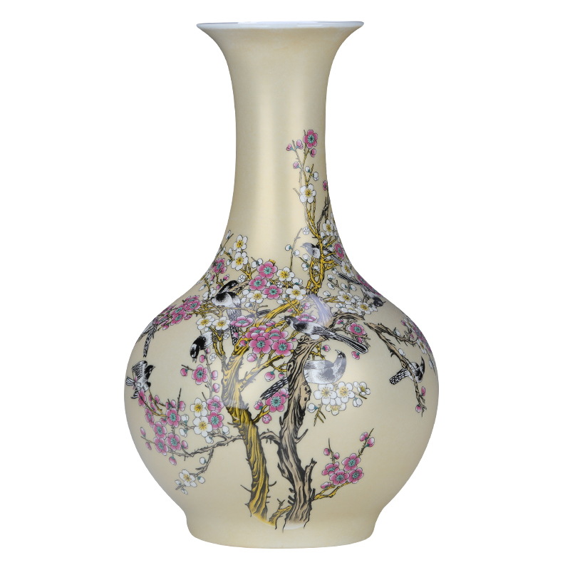 Jingdezhen ceramic powder enamel Chinese vase is placed a large sitting room bedroom rich ancient frame flower arranging porcelain decoration