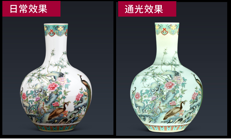 Jingdezhen famille rose porcelain vase furnishing articles of Chinese style living room wine rich ancient frame flower arranging decorative porcelain arts and crafts