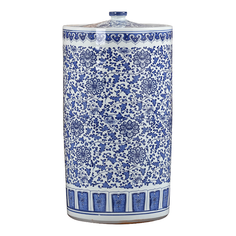 Archaize oversized pu - erh tea canister to jingdezhen ceramic pot tea cake receive straight seal storage tanks