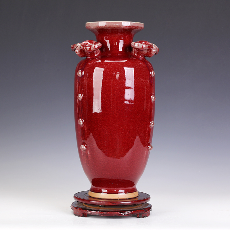 Rich ancient frame decoration jun porcelain up red vase three Yang kaitai furnishing articles three Yang kaitai, porcelain ceramic town house