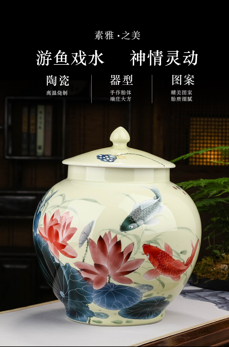 Jingdezhen ceramics hand - made of lotus pond was fragrant tea as cans ceramic large bulk with cover white tea POTS