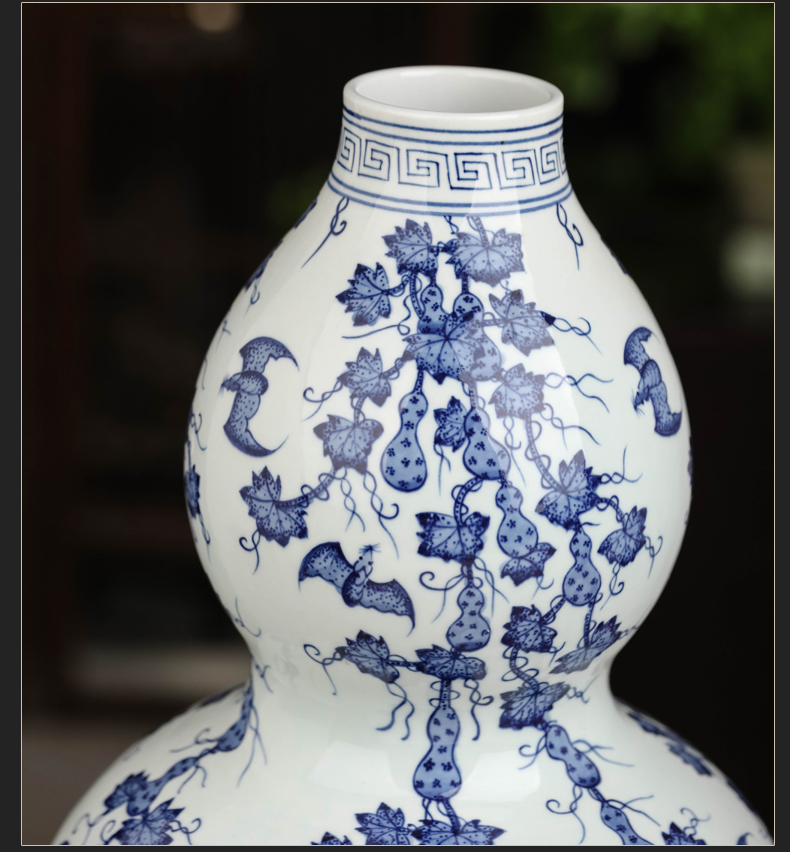 Archaize of jingdezhen chinaware bottle gourd furnishing articles hand - made large blue and white porcelain is the sitting room porch town house feng shui