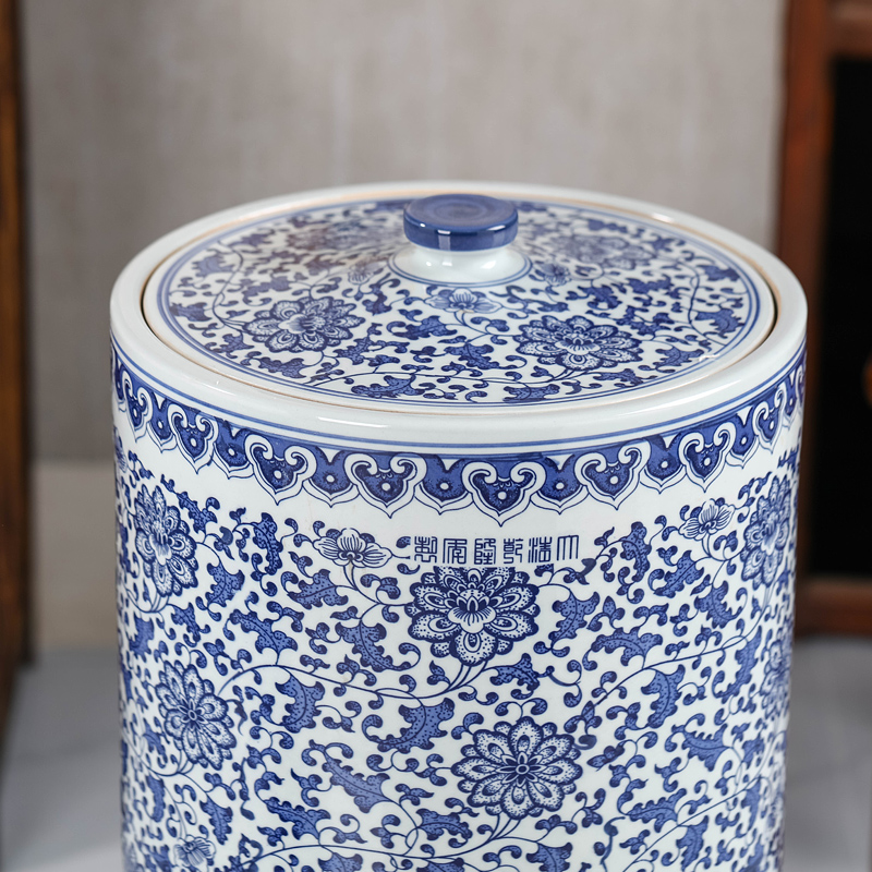 Archaize oversized pu - erh tea canister to jingdezhen ceramic pot tea cake receive straight seal storage tanks