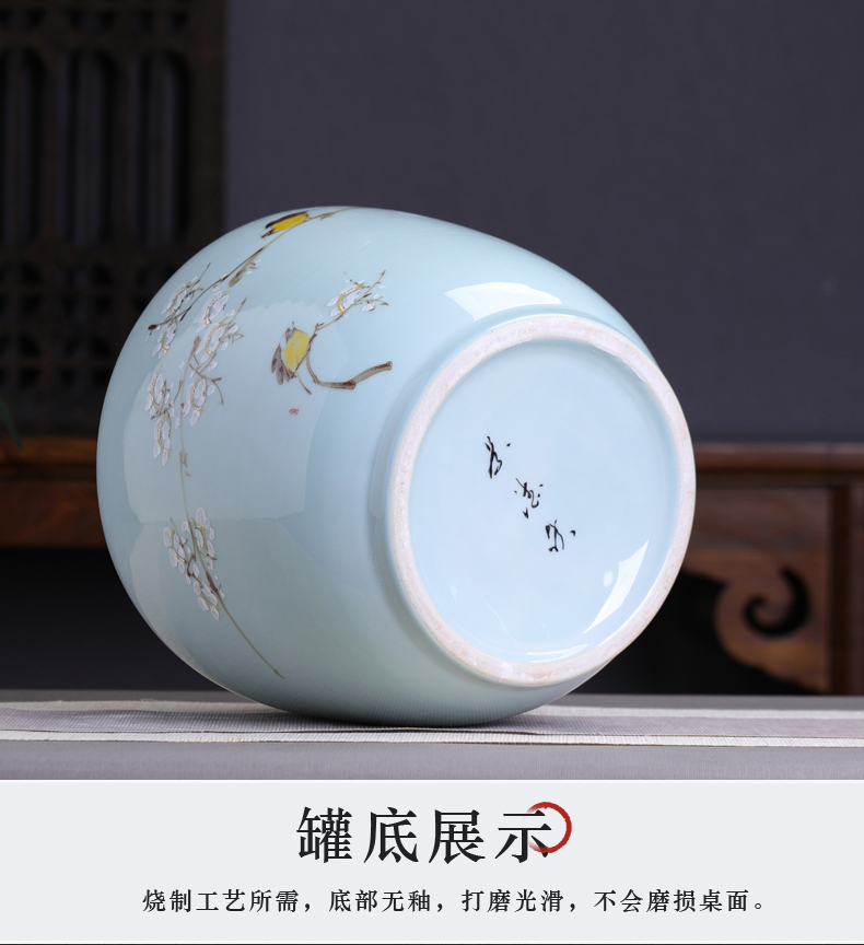 Hand - made ceramic name plum furnishing articles home decoration storage tank with cover Chinese tea pot large capacity home office