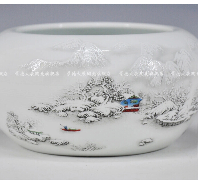Exhibition of jingdezhen ceramic fish cylinder furnishing articles desktop decoration small household act the role ofing is tasted study writing brush washer refers to basin
