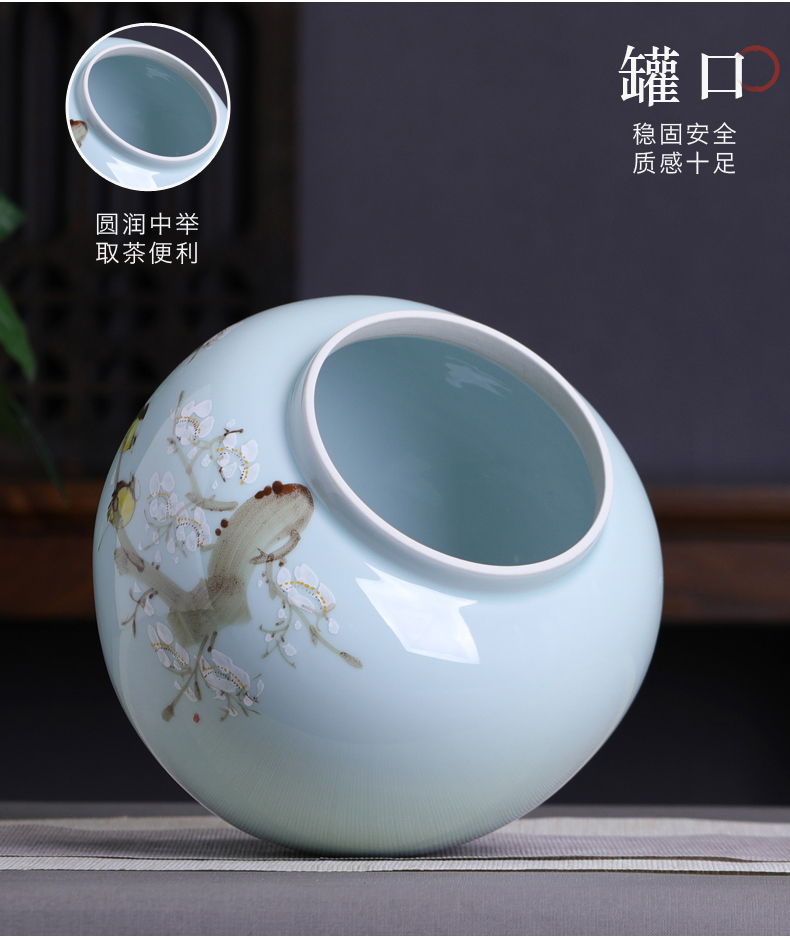 Jingdezhen hand - made name plum flower ceramic tea pot large seal pot 2 jins loose pu - erh tea storage POTS of household