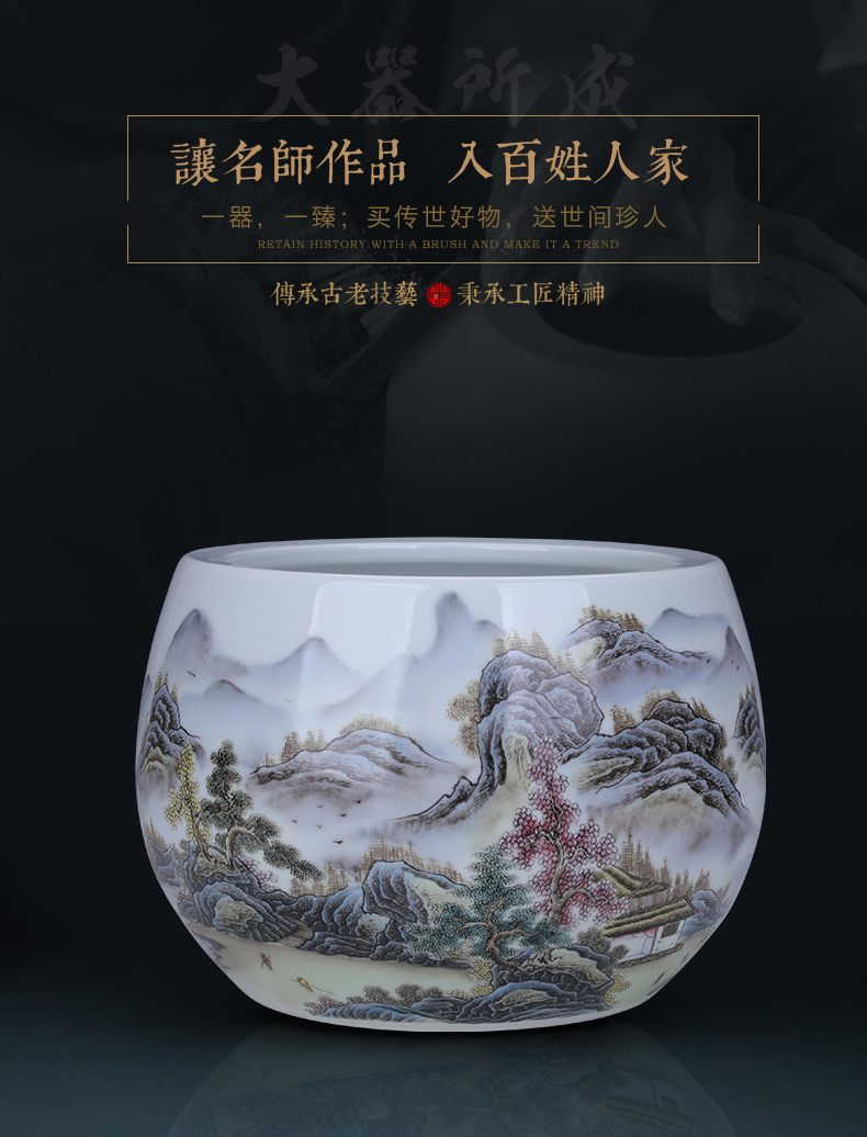 Basin of jingdezhen ceramic cornucopia furnishing articles money sitting room lucky fish tank water lily and the tortoise cylinder household ornaments