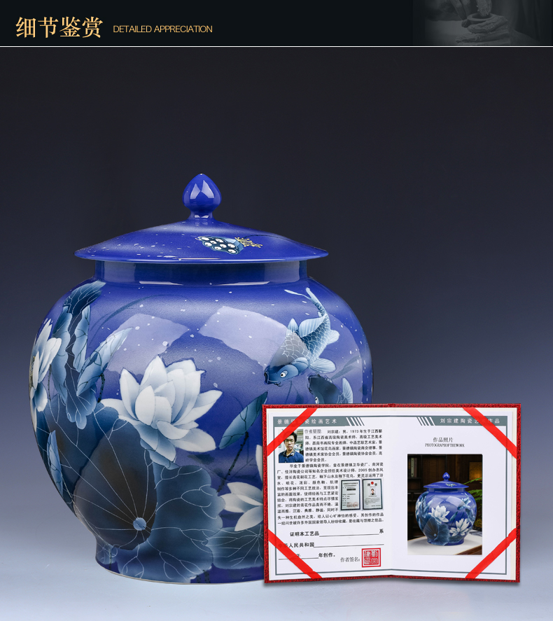 Jingdezhen ceramic tea pot home bigger sizes with cover storage cylinder pu - erh tea POTS sealed jar with cover large capacity