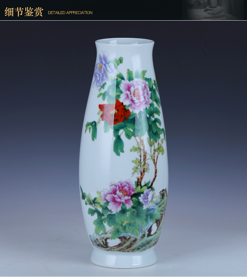 Jingdezhen ceramic lucky bamboo vase circle expressions using large living room TV cabinet put heavy dry flower is placed on the ground