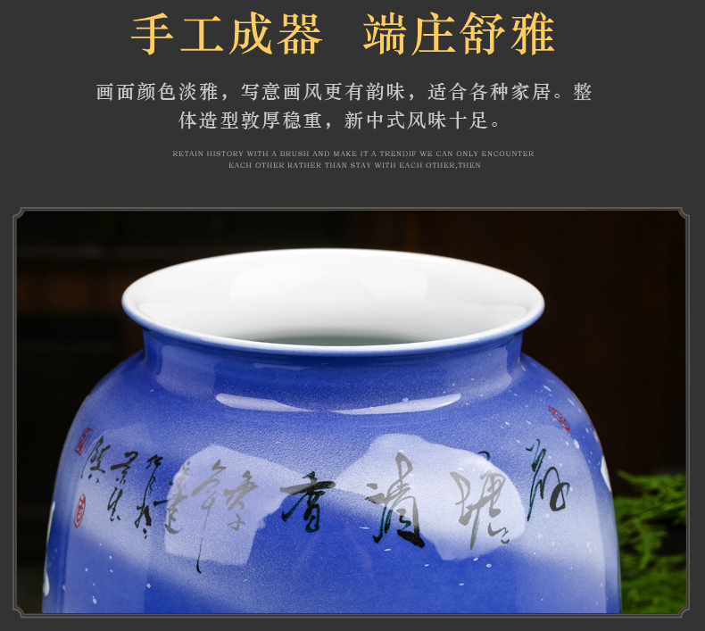 Jingdezhen blue and white porcelain painting lotus flower vase is placed high water raise lucky bamboo 50 large sitting room of Chinese style ceramic bottle
