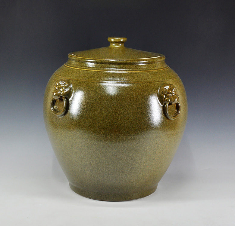 Extra large ceramic glaze barrel at the end of the jingdezhen porcelain pu 'er tea urn tea caddy fixings wake receives storage tank