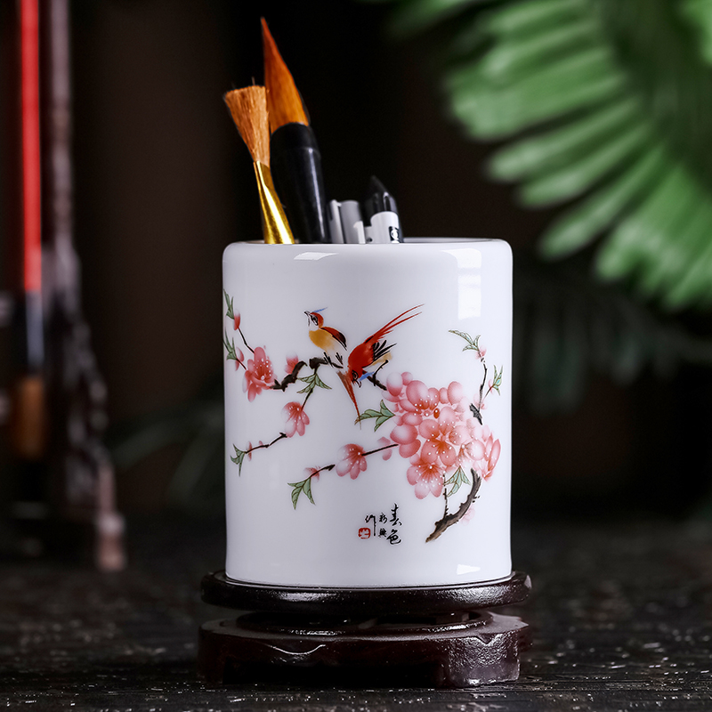 Ceramic brush pot furnishing articles large hair brush pot creative fashion stationery pen container desktop study furnishing articles