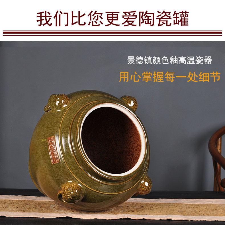 Jingdezhen ceramic tea pot size seven loaves puer tea manual sealing cylinder wake receives moistureproof tea furnishing articles