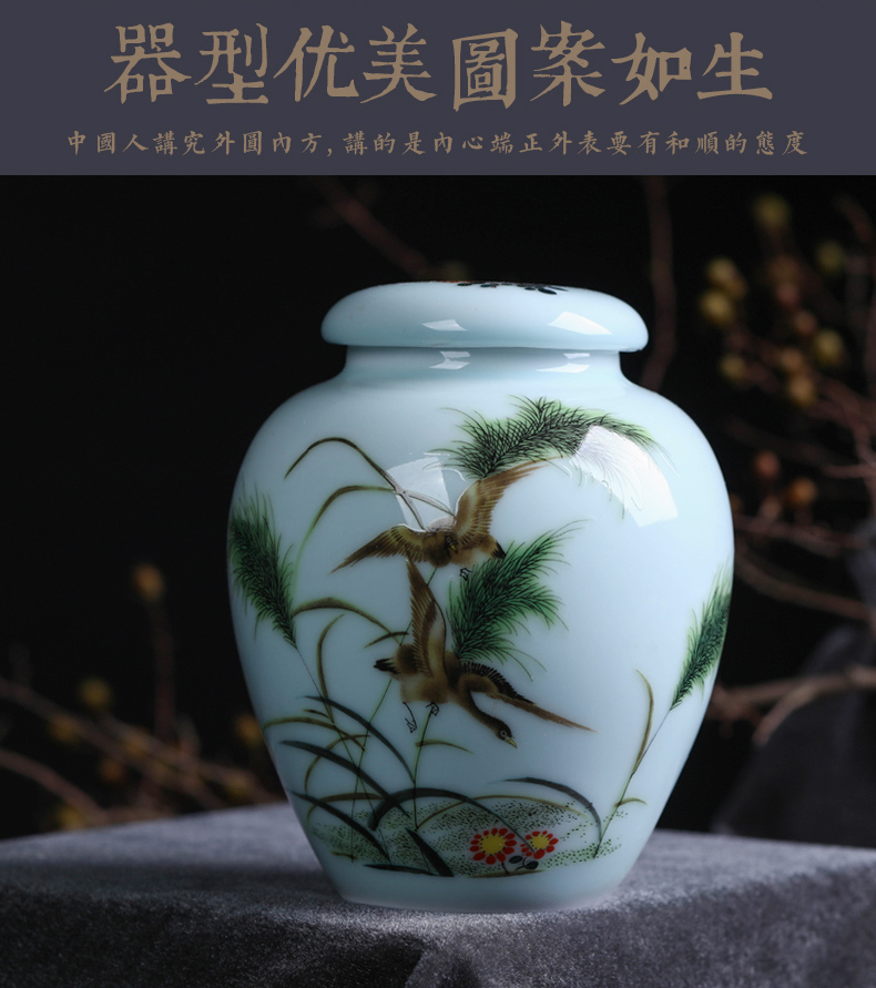 Jingdezhen portable tea pot ceramic seal save sect pot pu - erh tea medium size candy store content box
