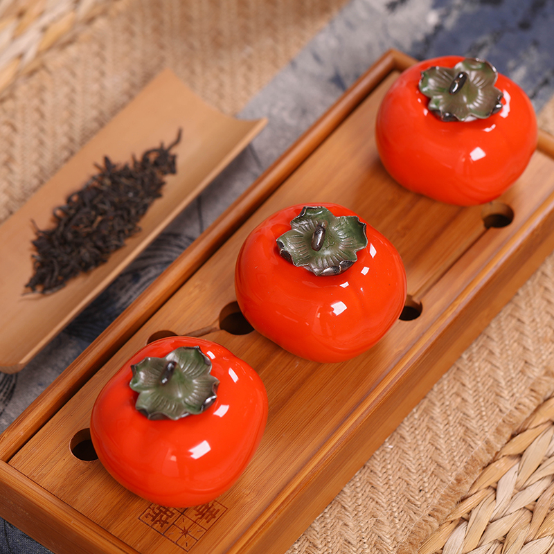 Small persimmon tea as cans ceramic household seal POTS mini portable memory storage POTS creative furnishing articles receive tank
