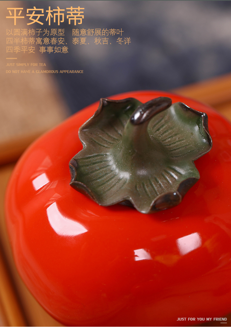 Small persimmon tea as cans ceramic household seal POTS mini portable memory storage POTS creative furnishing articles receive tank
