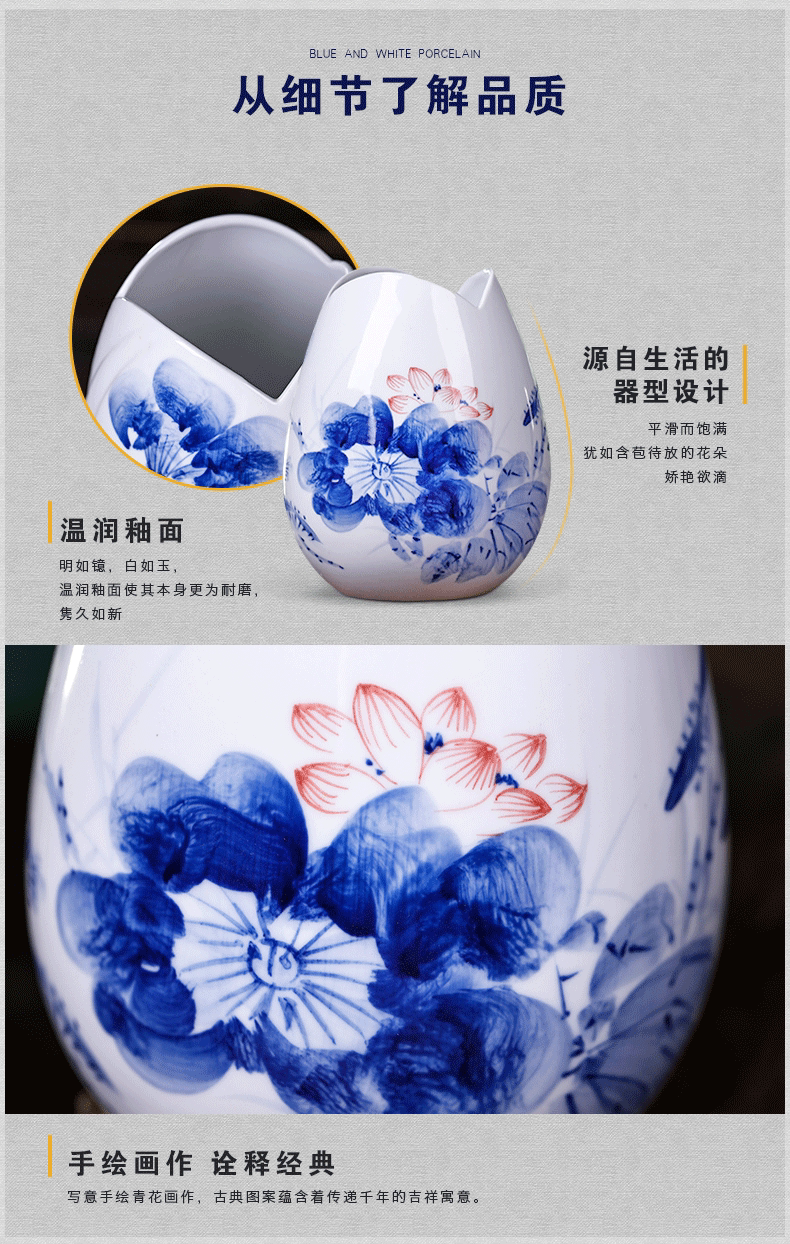 Jingdezhen ceramics hand - made floret bottle water raise lucky bamboo flower arrangement of blue and white porcelain decorative furnishing articles creative arts and crafts