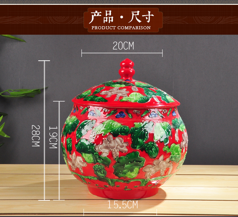 Jingdezhen ceramic caddy fixings large storage tank of bread seven pu 'er wake receives hand - made tea urn 3 kg tea pot