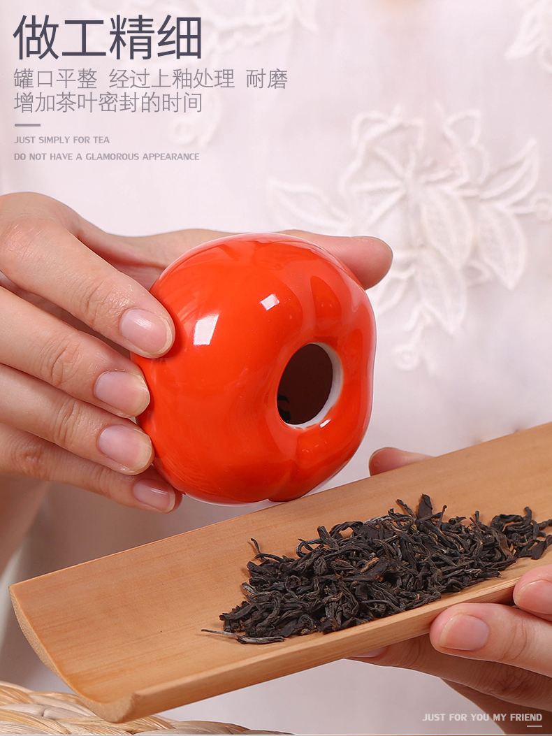 Small persimmon tea as cans ceramic household seal POTS mini portable memory storage POTS creative furnishing articles receive tank