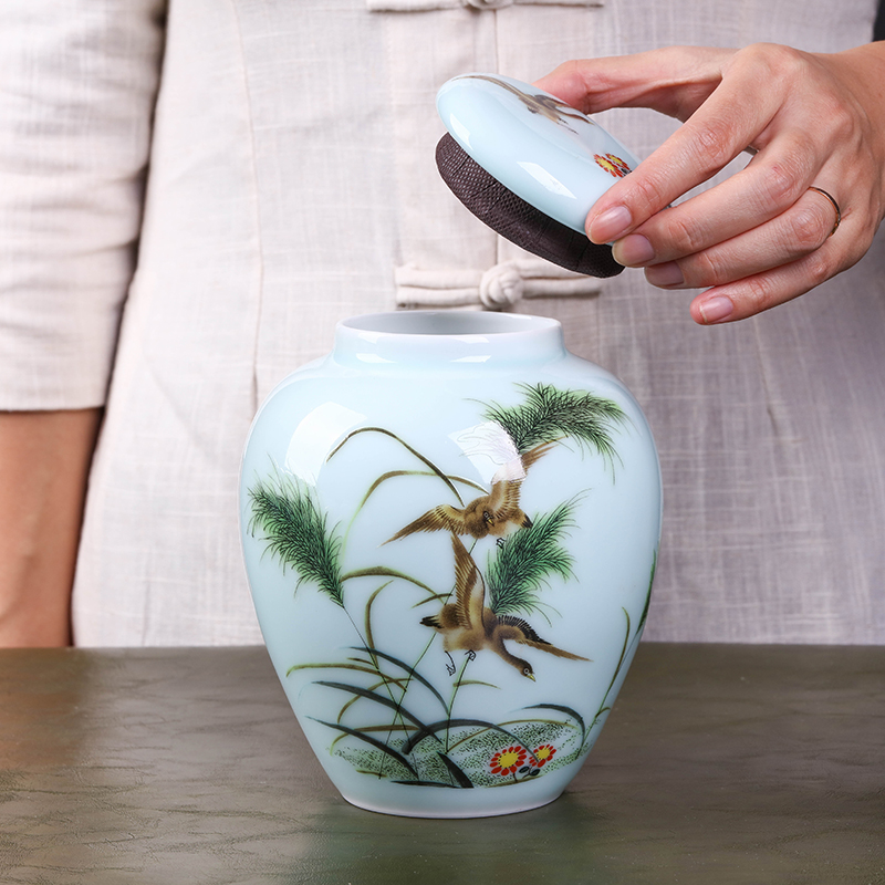 Jingdezhen portable tea pot ceramic seal save sect pot pu - erh tea medium size candy store content box