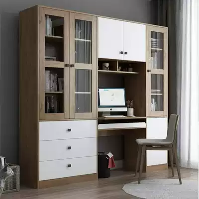Nordic desktop computer desk desk bookcase integrated home learning table storage cabinet combination bookcase storage cabinet customization