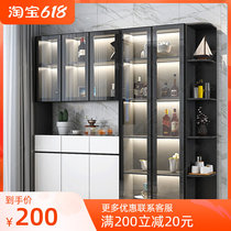 Glass Wine Cabinet Light Lavish High-end Shoe Cabinet Integrated By Wall Modern Minima Dining Side Cabinet Living-room Cabinet Display Lockers