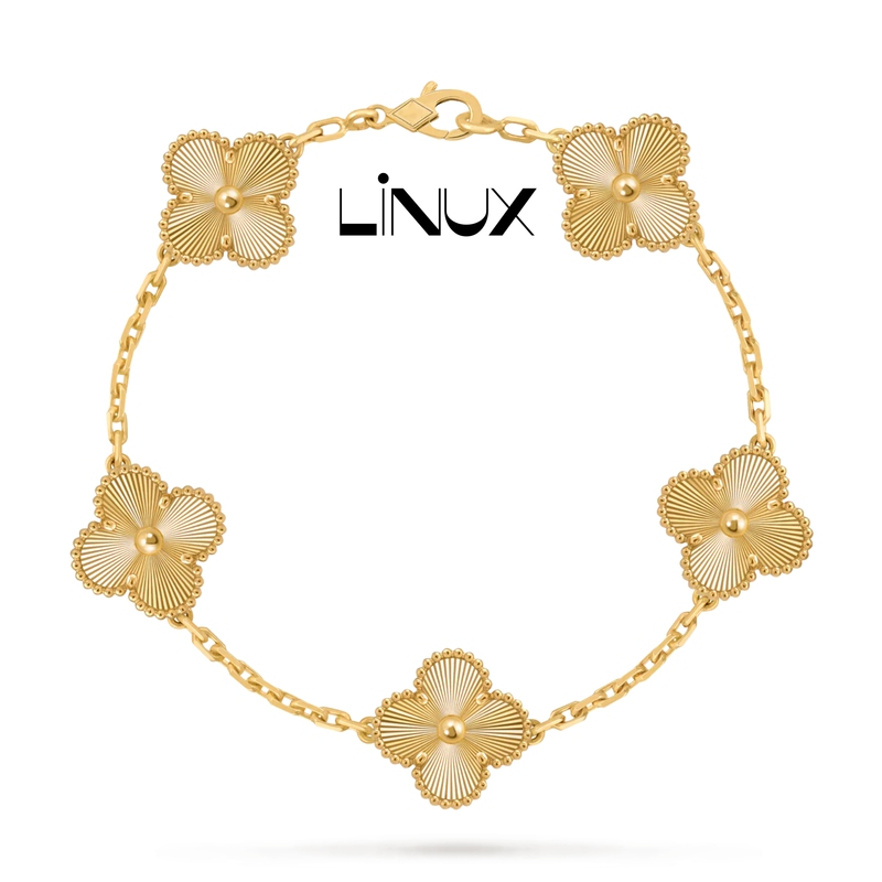 Lucky Gold Laser V Gold Thick Plated 18K Gold High-Value Bracelet Men's Linux Four-Leaf Clover Bracelet Women's Accessories