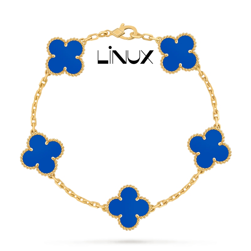 Blue Agate V Gold Thick-Plated 18K Gold High-End Men's Old Money Style Bracelet Linux Four-Leaf Clover Bracelet Women's Accessories Blue Agate V Gold Thick-Plated 18K Gold High-End Men's Old Money Style Bracelet Linux Four-Leaf Clover Bracelet Women's Accessories