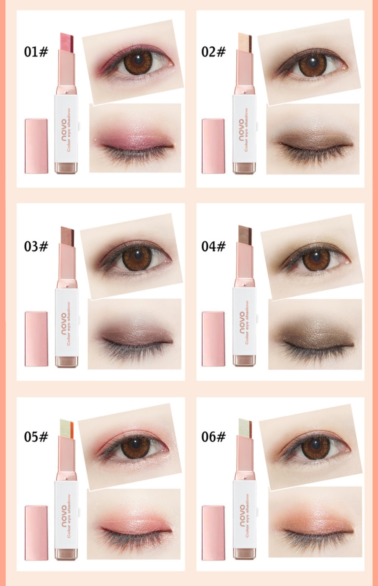 Novo5099 nhung gradient hai màu phấn mắt bút ngọc trai ánh sáng màu đất tằm rượu vang đỏ không thấm nước trang điểm mắt phấn mắt mac