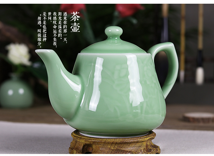 Long Tuyền bộ trà men ấm trà lớn ấm trà gốm dung tích lớn lạnh nước lạnh chai cát tím chậu sen sen bộ ấm trà cao cấp